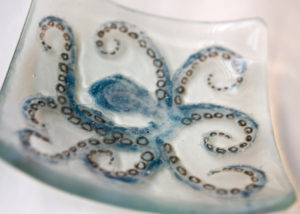 Fused glass plate - Octopus