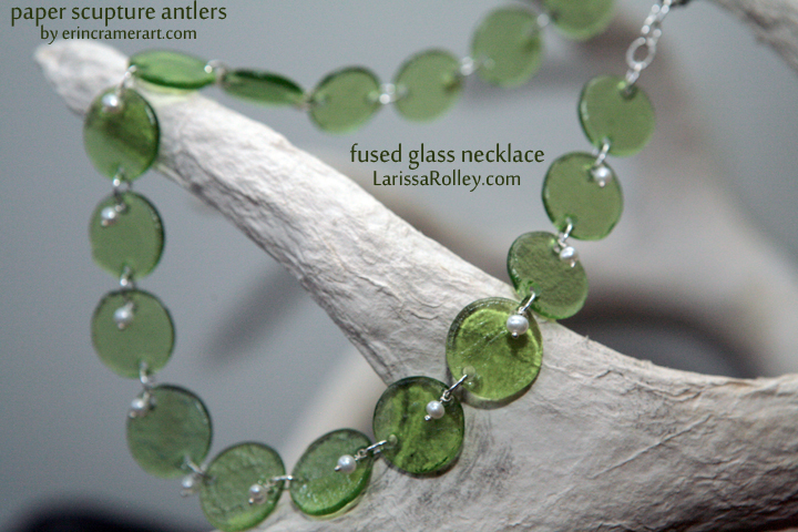 Green fused glass necklace