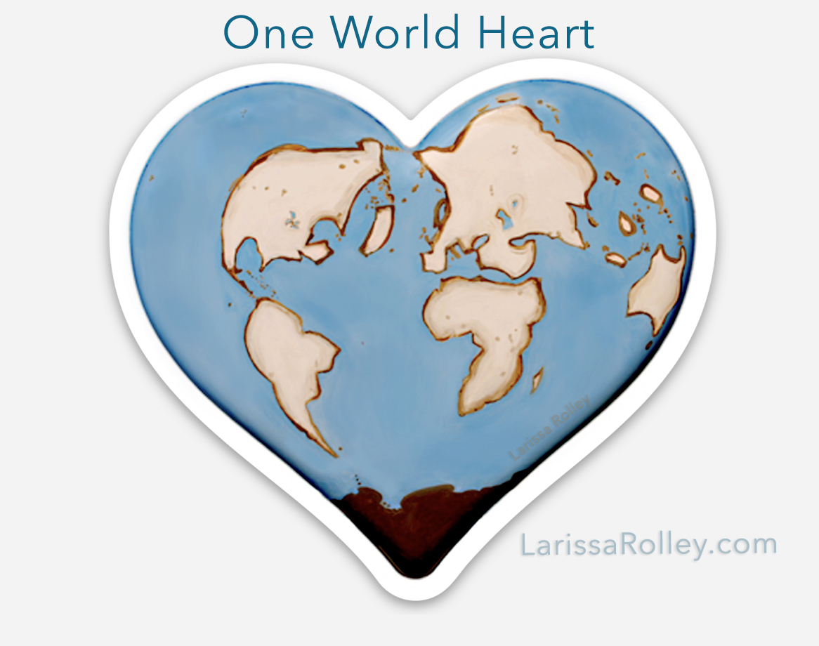 One World Heart Sticker